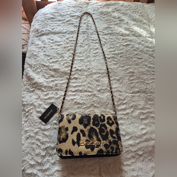 NWT Bebe Animal Print And Sparkle Crossbody Bag, Tetail $79 - Picture 8 of 11